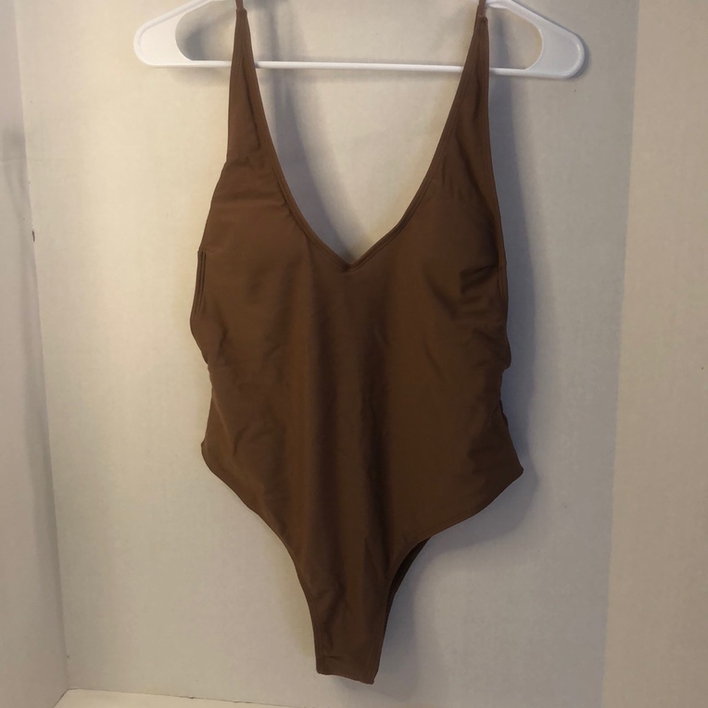 Feiyoung Monokini Scoop Neck, Backless Semi Thong Bikini & Belt Medium